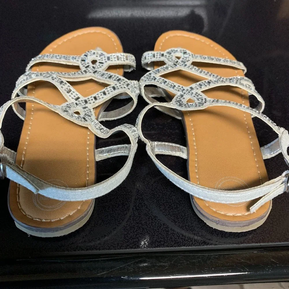 Wonder Nation Silver Strappy Sandals 12
